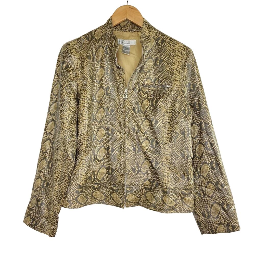 80s Vintage Python Snakeskin Print Jacket Faux Le… - image 1